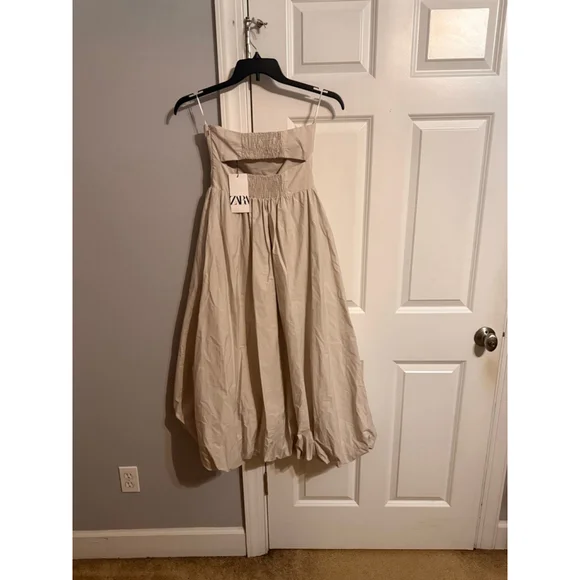 Women's Zara Strapless Beige Bubble Dress XS - Picture 3 of 5